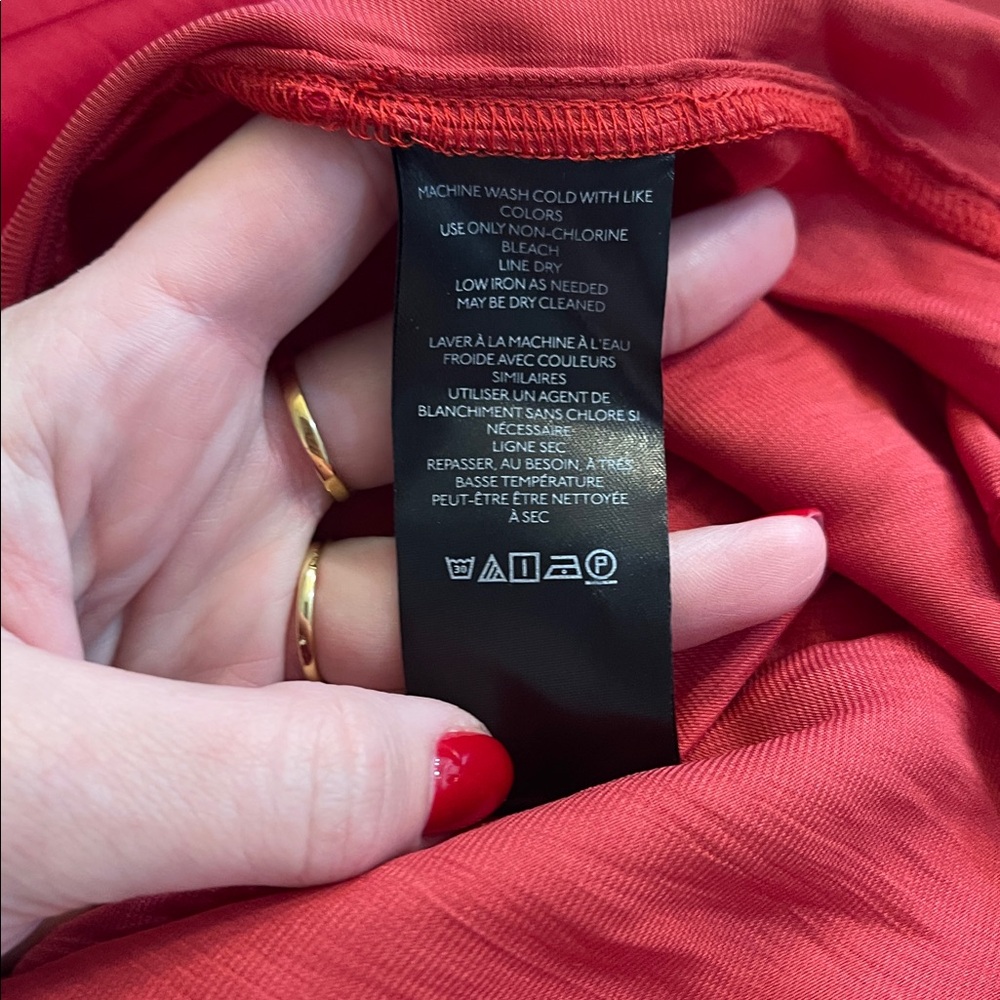 Anthropologie Deep Red Pleated Long Sleeve Blouse - Picture 4 of 5